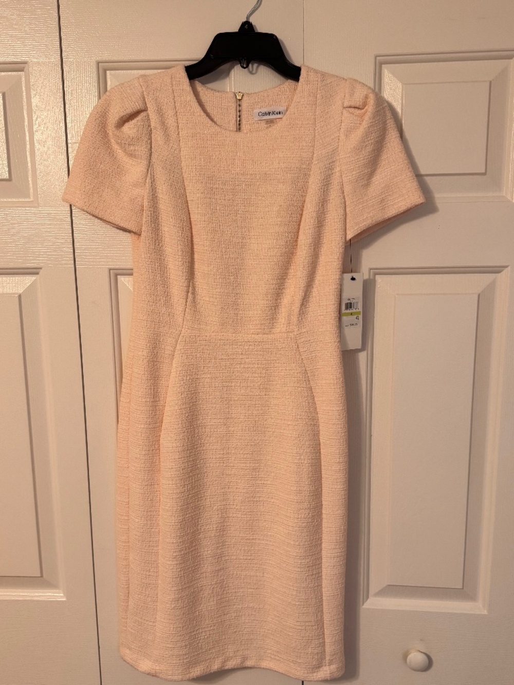 NWT Calvin Klein Blush Pink Textured Sheath Dress Size 4